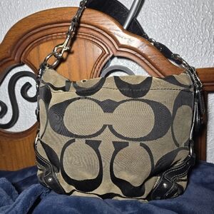 Y2K Coach Carly Signature Print Hobo Shoulder Bag